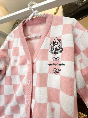 My Melody Pink & White Checker Knit Cardigan